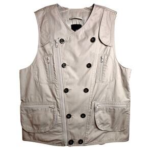 3.1 Phillip Lim Double Breasted Tan Cotton Utility FullZip Button Vest Womens‎ M